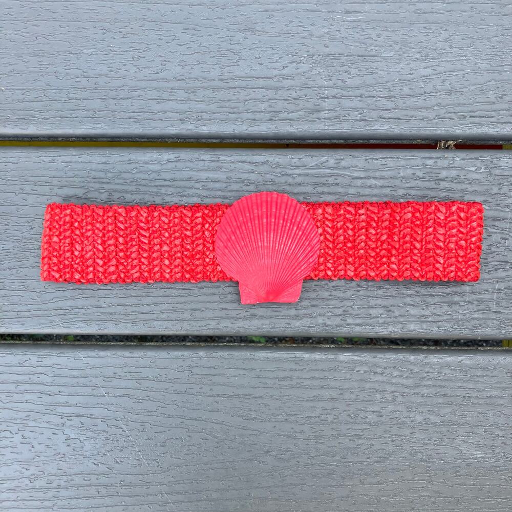 Vintage red seashell waist belt, bohemian coastal summer beachy